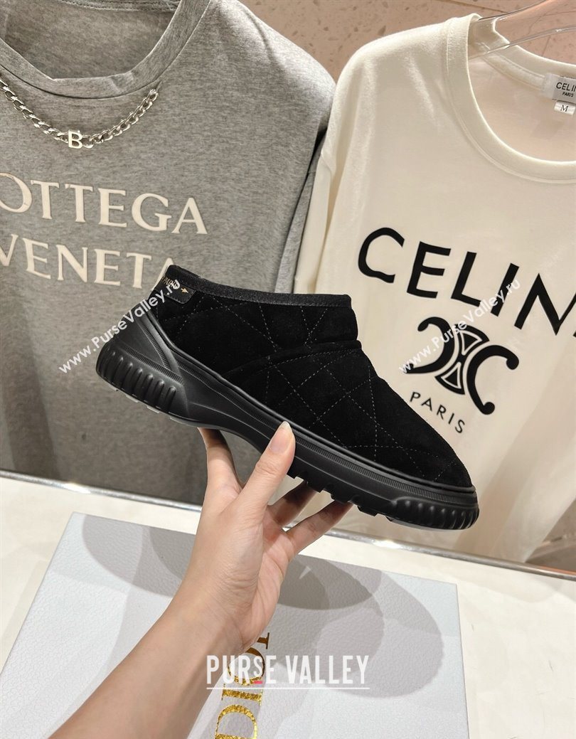 Dior Frost Low Ankle Boots in Cannage Suede and Wool Black 2025 1029 (MD-251029006)