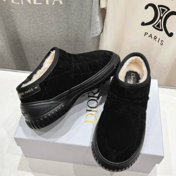 Dior Frost Low Ankle Boots in Cannage Suede and Wool Black 2025 1029 (MD-251029006)