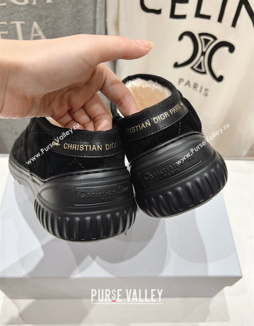 Dior Frost Low Ankle Boots in Cannage Suede and Wool Black 2025 1029 (MD-251029006)