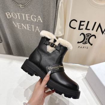 Dior DiorAlps D-Quest Ankle Boots in Black Grained Calfskin and Wool with Buckle Strap 2025 1029 (MD-251029036)