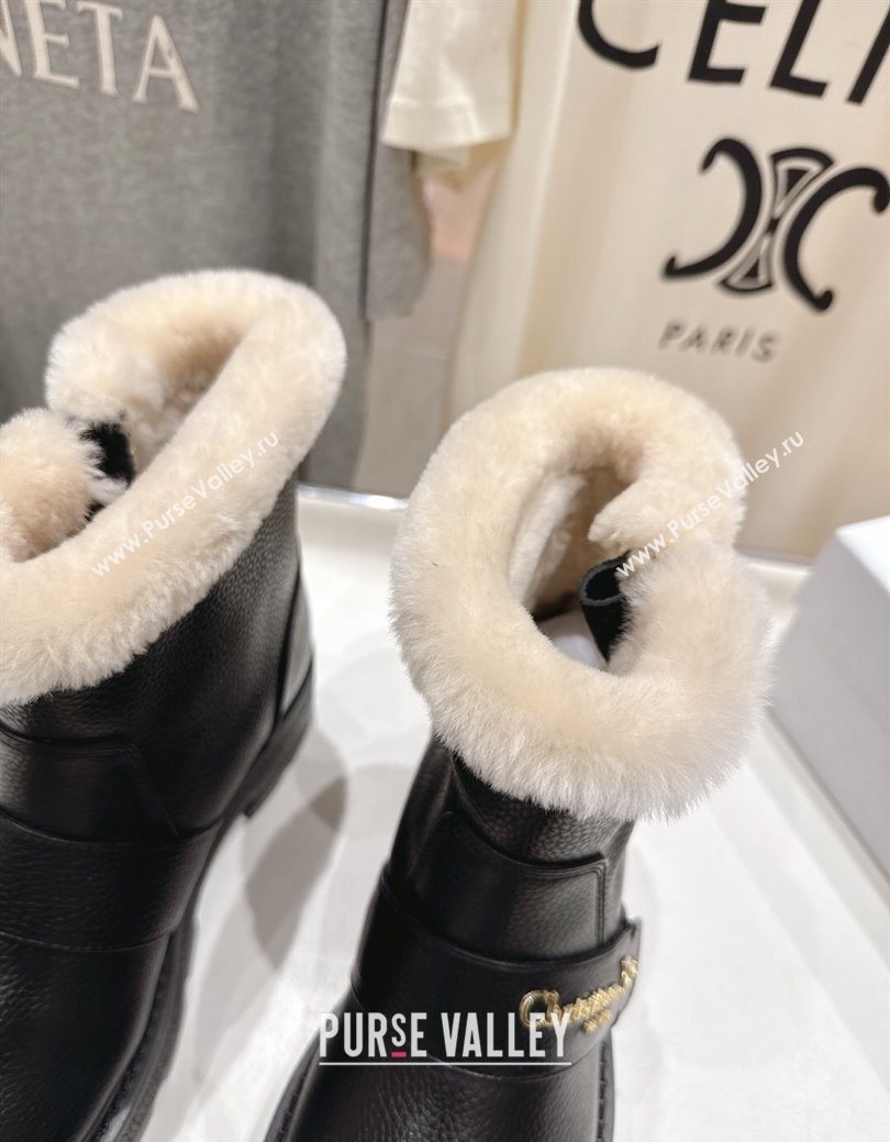 Dior DiorAlps D-Quest Ankle Boots in Black Grained Calfskin and Wool with Buckle Strap 2025 1029 (MD-251029036)