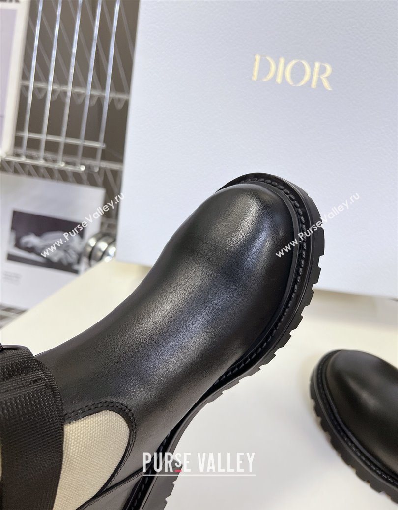 Dior D-Major Flat High Boots in Beige Miss Dior Print Fabric with Black Calfskin 2025 1029 (MD-251029014)