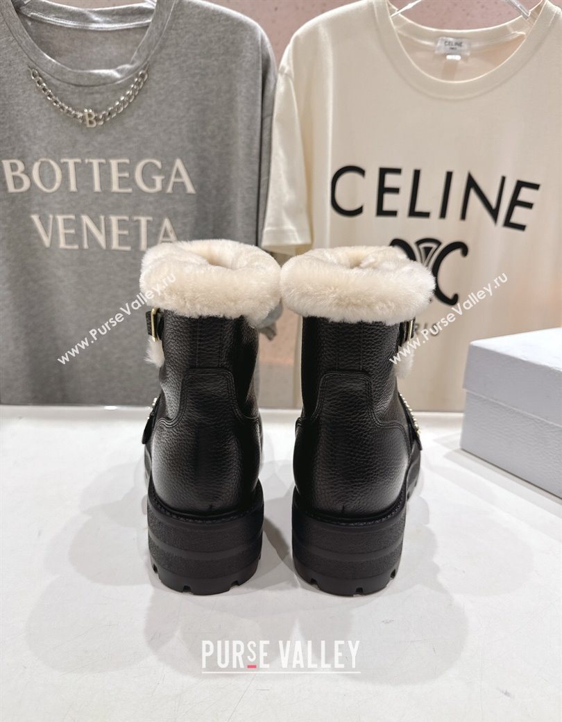 Dior DiorAlps D-Quest Ankle Boots in Black Grained Calfskin and Wool with Buckle Strap 2025 1029 (MD-251029036)