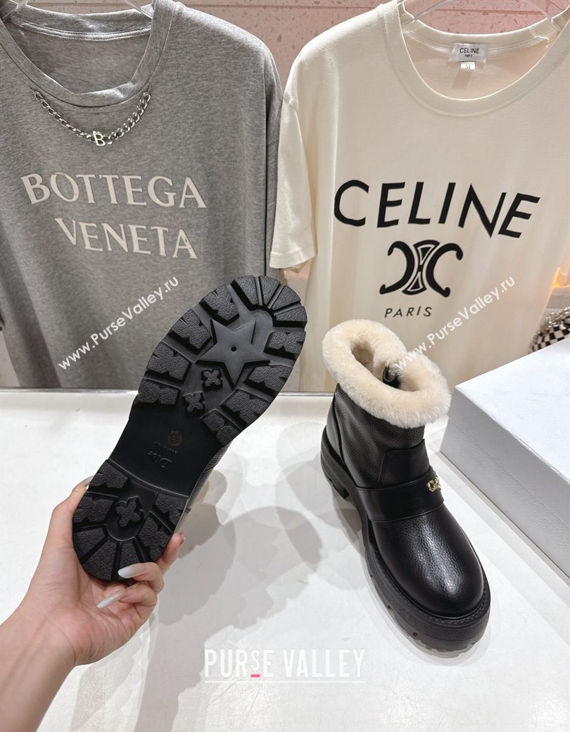 Dior DiorAlps D-Quest Ankle Boots in Black Grained Calfskin and Wool with Buckle Strap 2025 1029 (MD-251029036)