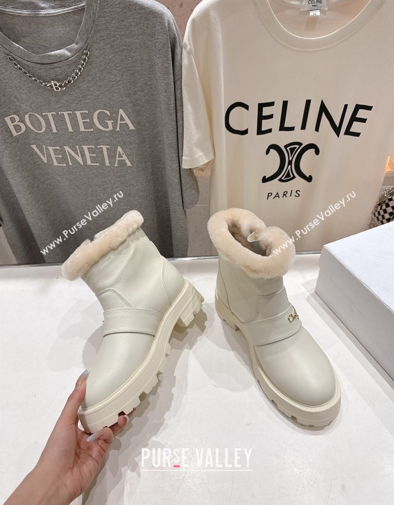 Dior DiorAlps D-Quest Ankle Boots in Grained Calfskin and Wool with Buckle Strap White 2025 1029 (MD-251029037)