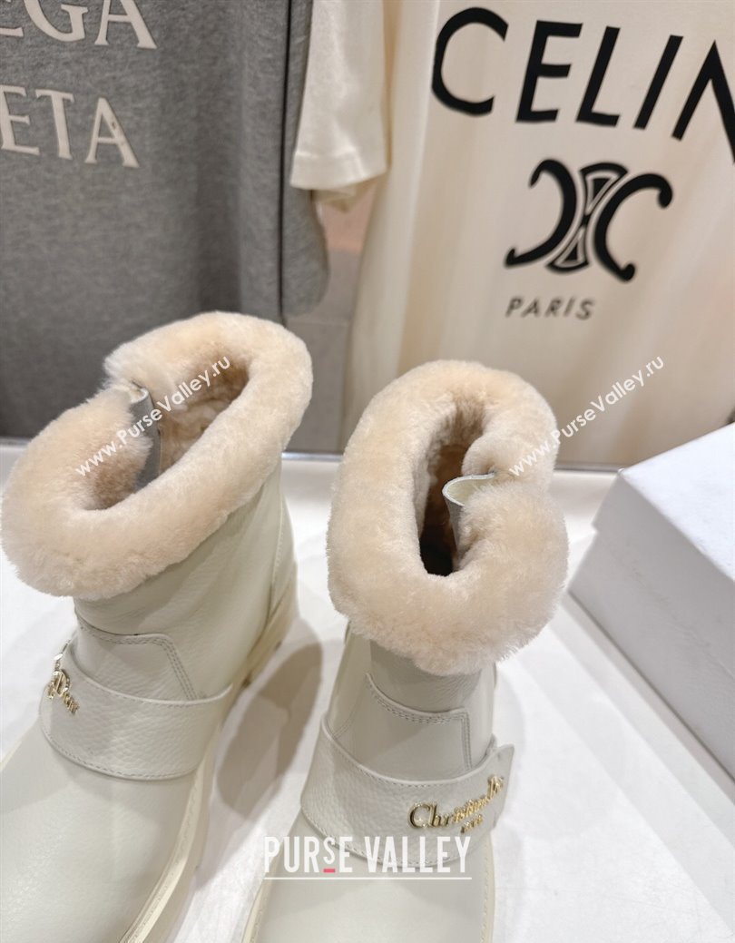 Dior DiorAlps D-Quest Ankle Boots in Grained Calfskin and Wool with Buckle Strap White 2025 1029 (MD-251029037)