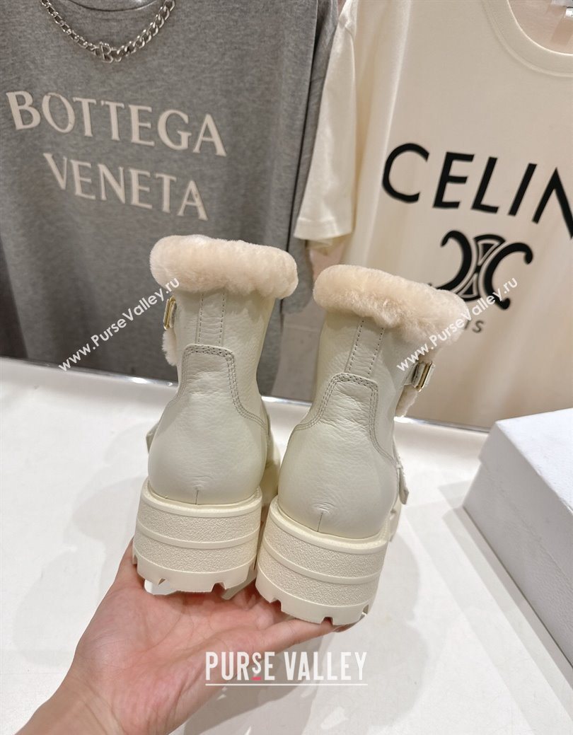 Dior DiorAlps D-Quest Ankle Boots in Grained Calfskin and Wool with Buckle Strap White 2025 1029 (MD-251029037)