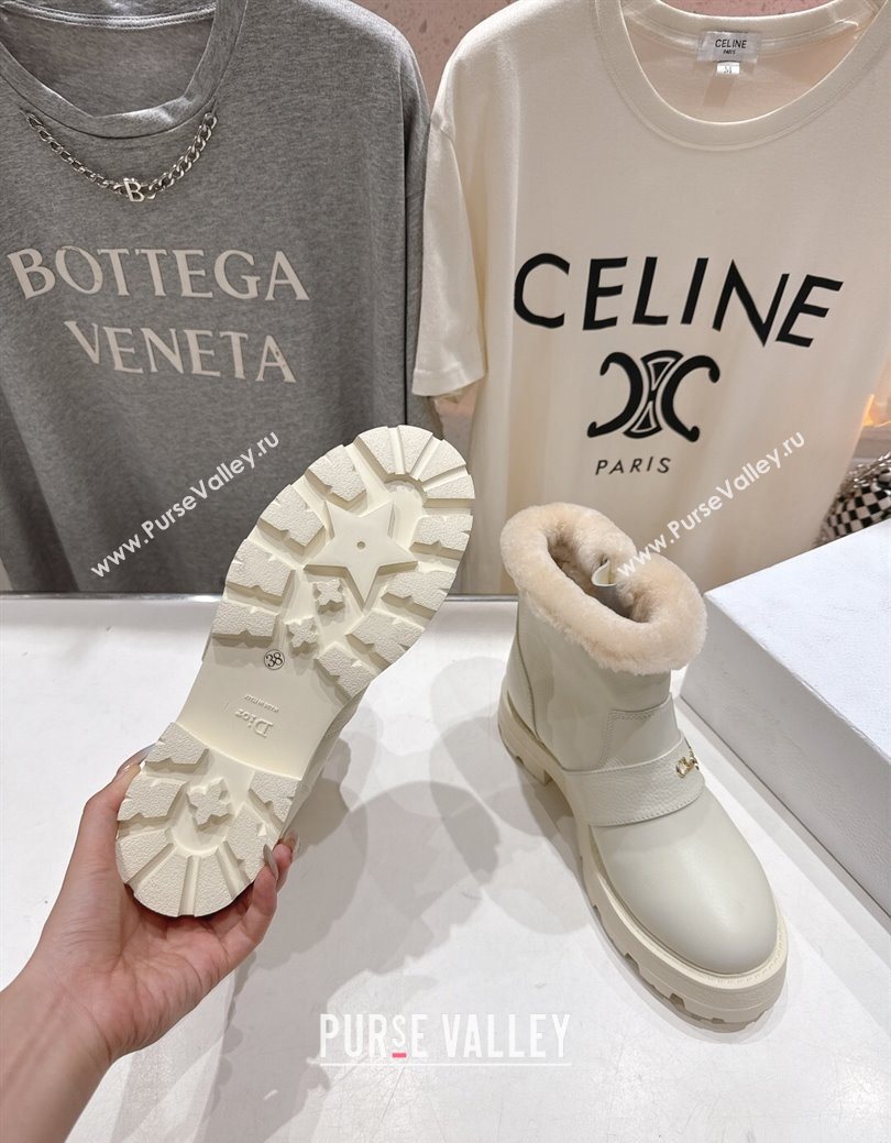 Dior DiorAlps D-Quest Ankle Boots in Grained Calfskin and Wool with Buckle Strap White 2025 1029 (MD-251029037)