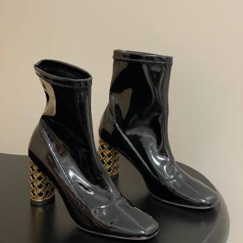 Dior Icon Ankle Boots 8cm Cannage Metal-Tone Heel in Patent Leather Black 2025 1029 (MD-251029047)