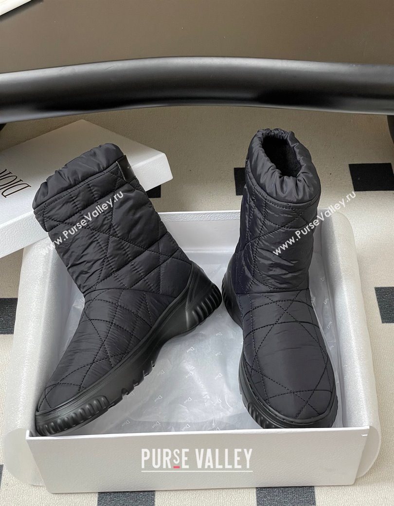 Dior DiorAlps Frost Ankle Boots in Cannage Quilted Nylon Black 2025 1029 (MD-251029001)