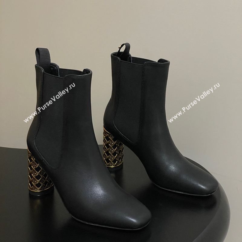 Dior Icon Ankle Boots 8cm Cannage Metal-Tone Heel in Calfskin Leather Black 2025 1029 (MD-251029048)