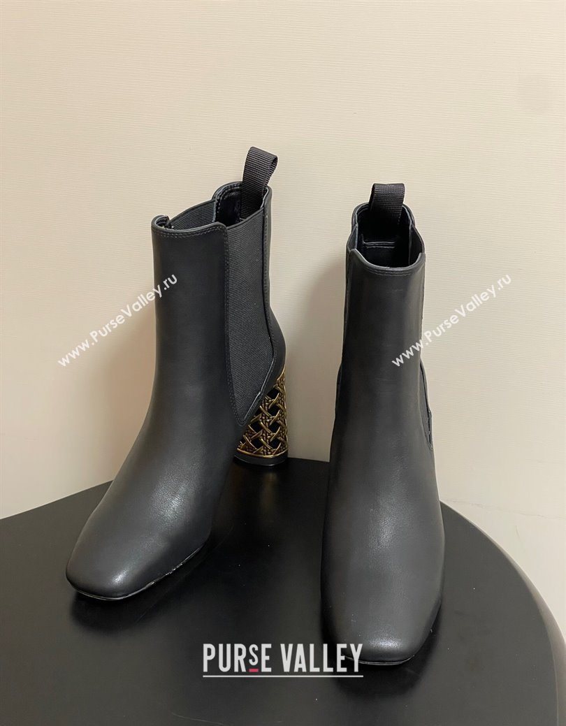 Dior Icon Ankle Boots 8cm Cannage Metal-Tone Heel in Calfskin Leather Black 2025 1029 (MD-251029048)