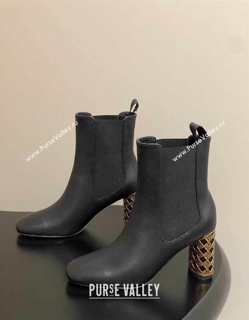 Dior Icon Ankle Boots 8cm Cannage Metal-Tone Heel in Calfskin Leather Black 2025 1029 (MD-251029048)