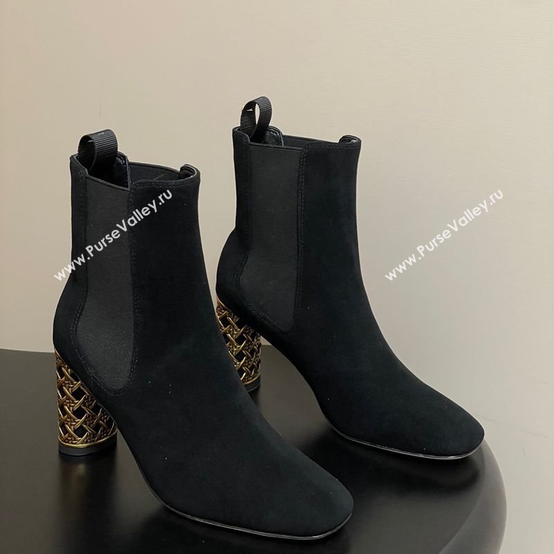 Dior Icon Ankle Boots 8cm Cannage Metal-Tone Heel in Suede Black 2025 1029 (MD-251029050)