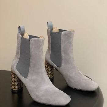 Dior Icon Ankle Boots 8cm Cannage Metal-Tone Heel in Suede Grey 2025 1029 (MD-251029052)