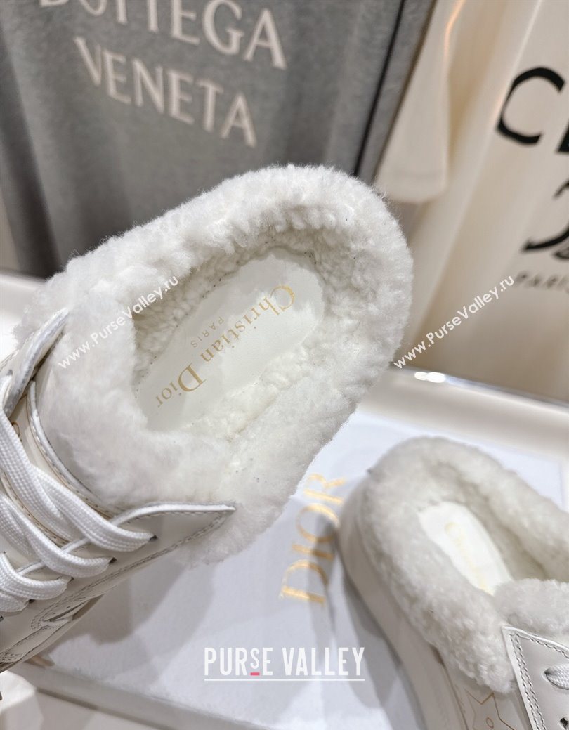 Dior Star Platform Sneaker Mules 5cm in Calfskin Leather and Wool White1 2025 (MD-251029057)