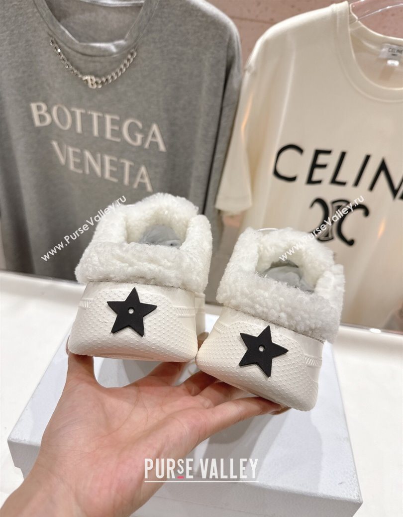 Dior Star Platform Sneaker Mules 5cm in Calfskin Leather and Wool White1 2025 (MD-251029057)