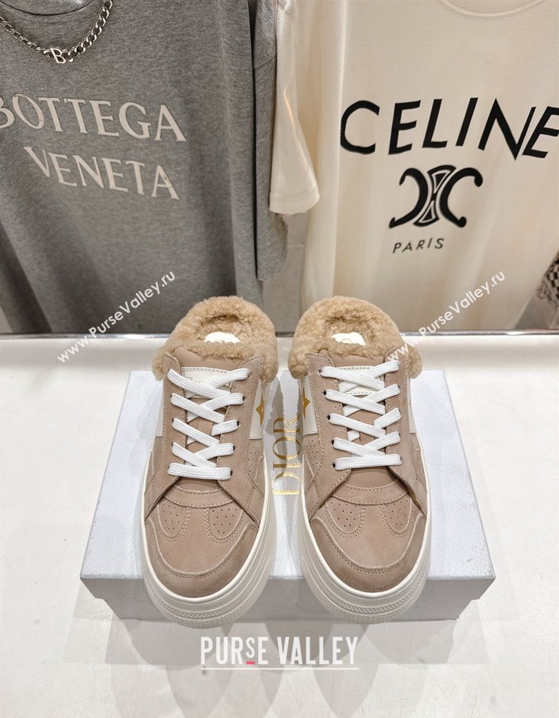 Dior Star Platform Sneaker Mules 5cm in Suede and Wool Beige 2025 (MD-251029058)