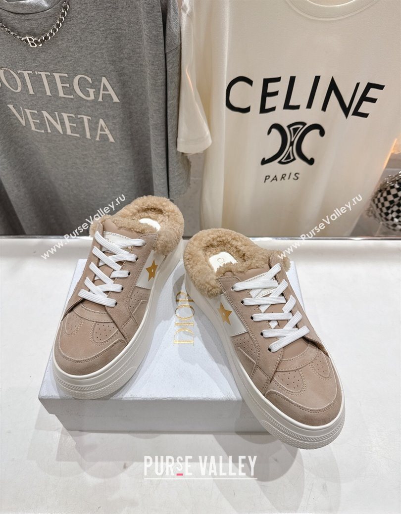 Dior Star Platform Sneaker Mules 5cm in Suede and Wool Beige 2025 (MD-251029058)