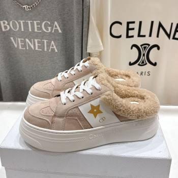 Dior Star Platform Sneaker Mules 5cm in Suede and Wool Beige 2025 (MD-251029058)