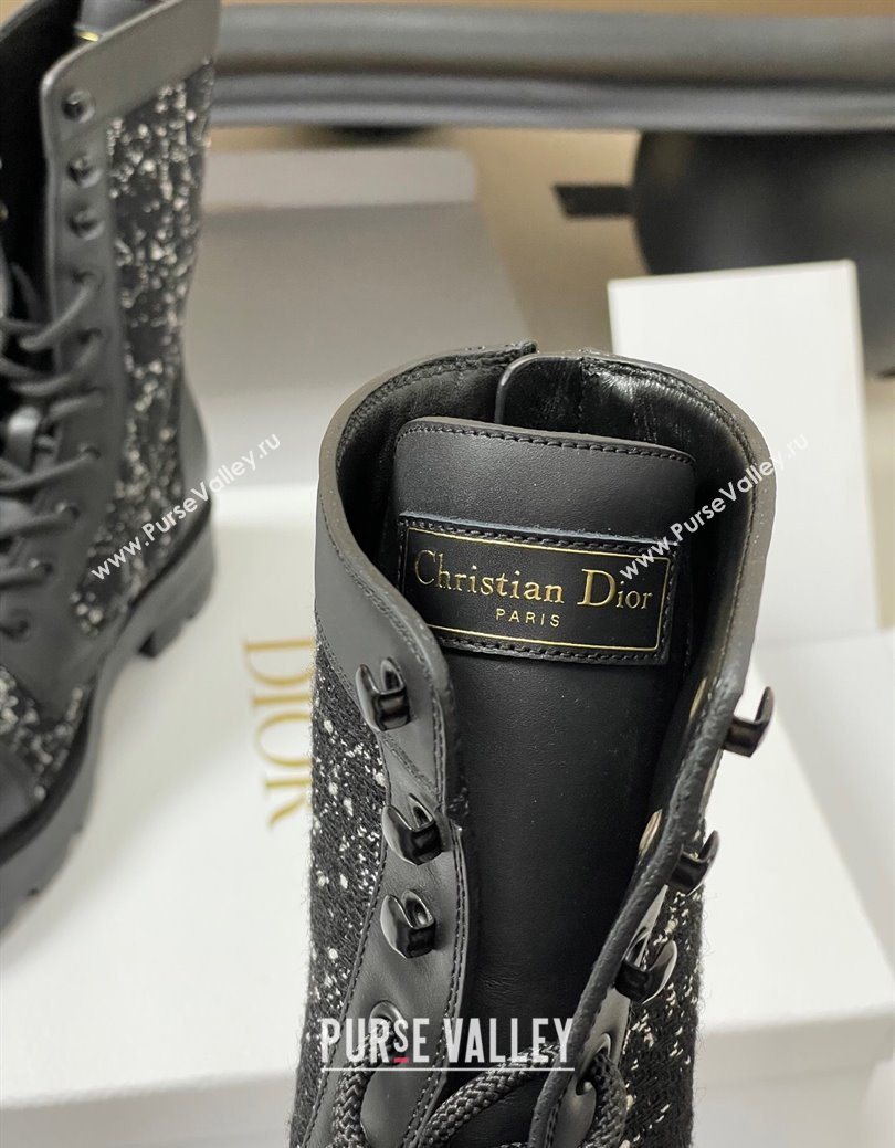 Dior D-Unit Ankle Boots 4.5cm in Black and White Cannage Tweed and Black Calfskin 2025 (MD-251029055)