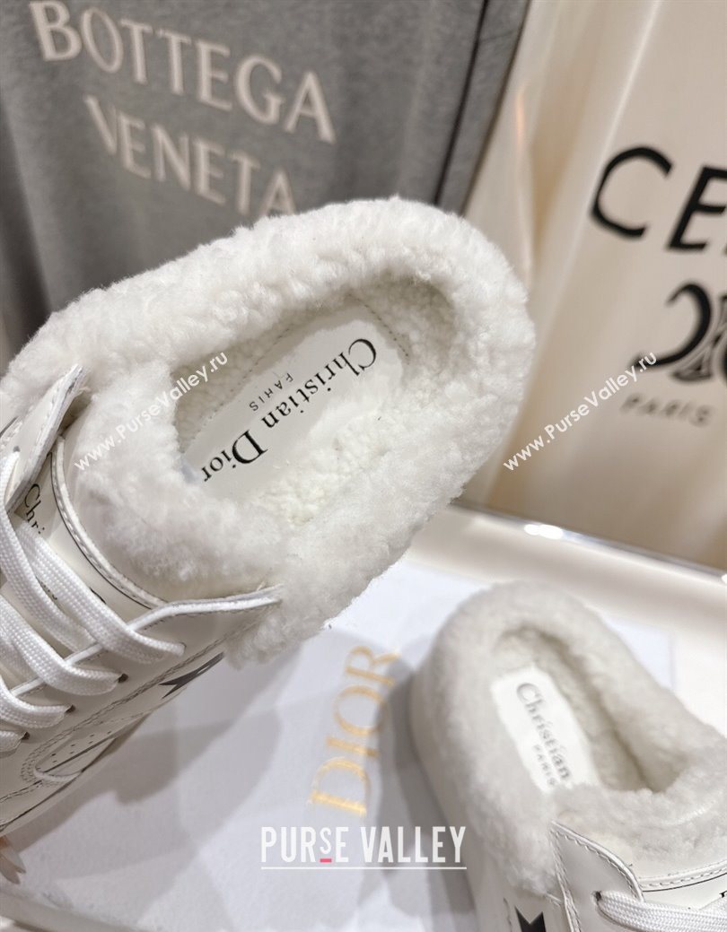 Dior Star Platform Sneaker Mules 5cm in Calfskin Leather and Wool White2 2025 (MD-251029059)