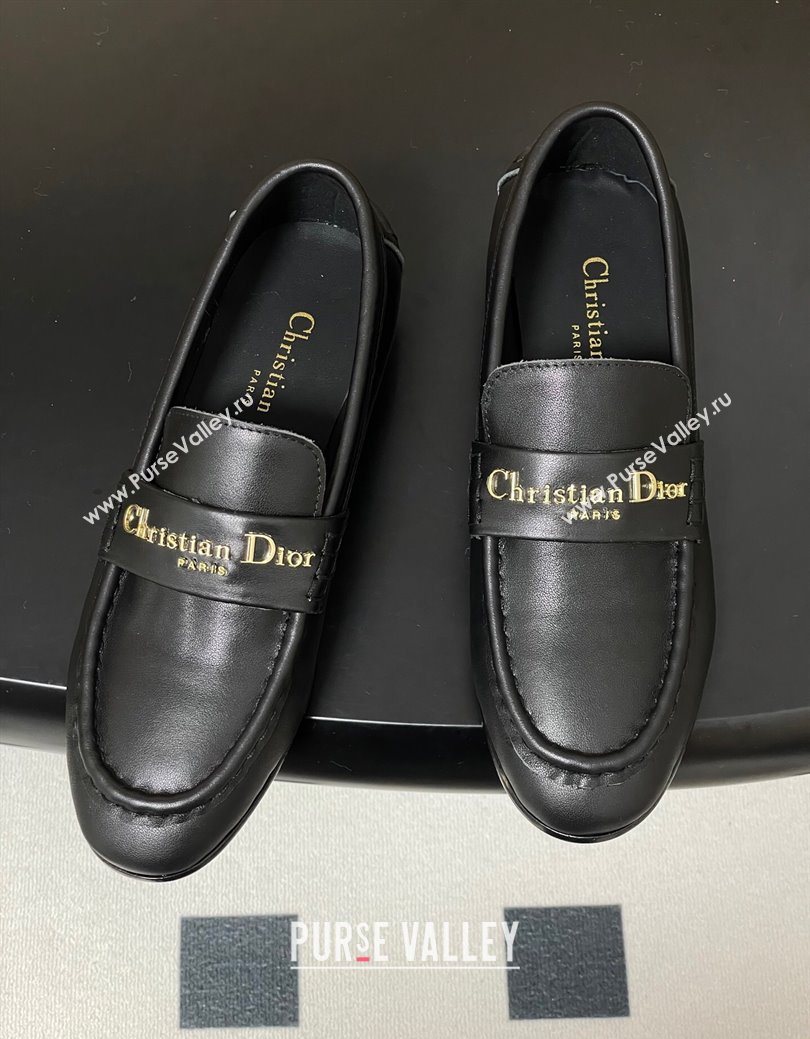 Dior Boy Flat Loafers in Supple Calfskin Leather Black 2025 1029 (MD-251029078)
