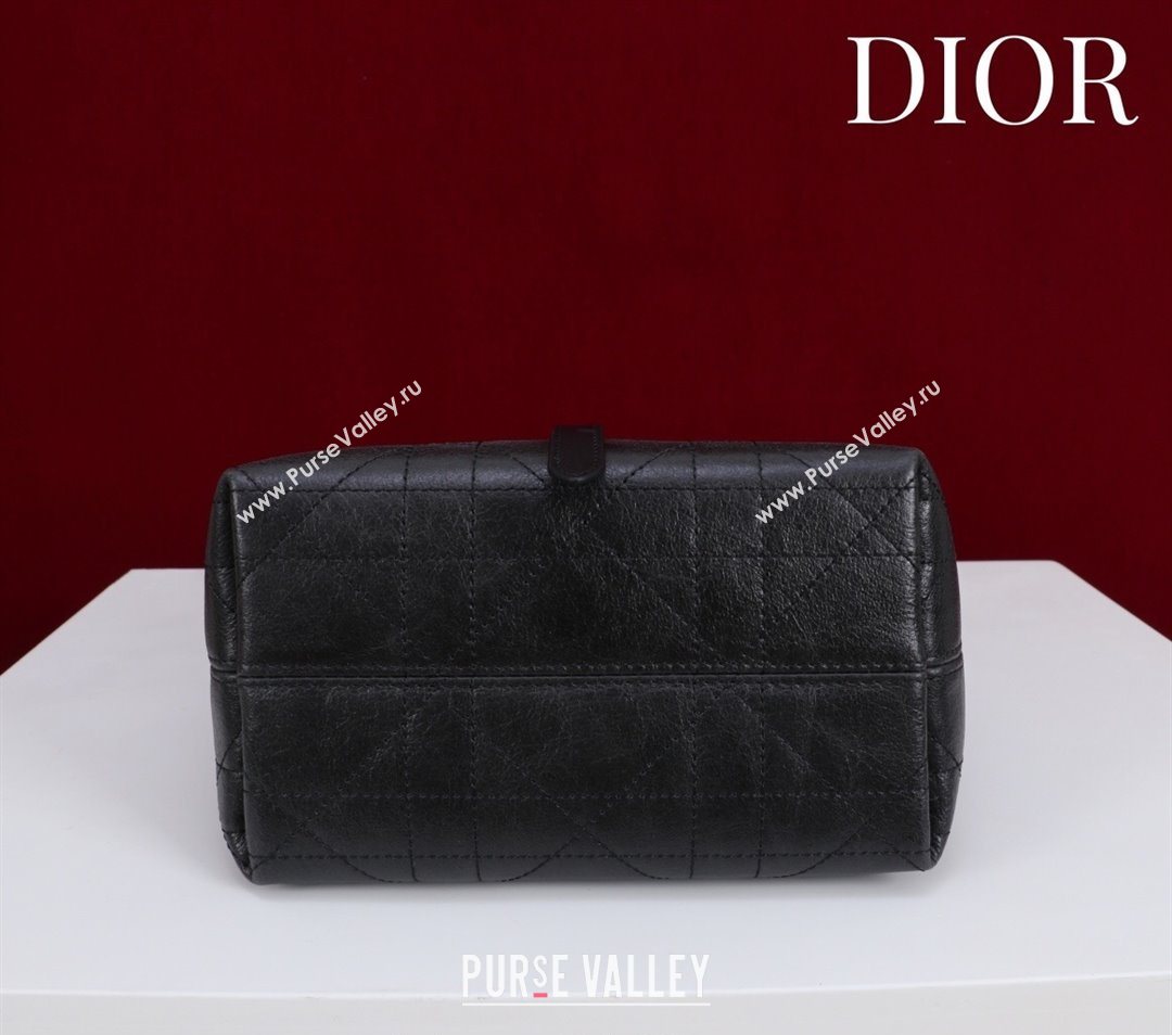 Dior DiorAlps Small Toujours Vertical Tote Bag in Macrocannage Crinkled Calfskin and Merino Wool Black/White 2025 (XXG-251122043