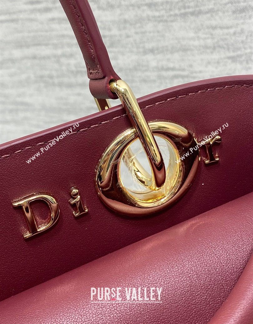 Dior Bow Top Handle Bag in Calfskin Leather Burgundy 2025 DR112201 (XXG-251122032)