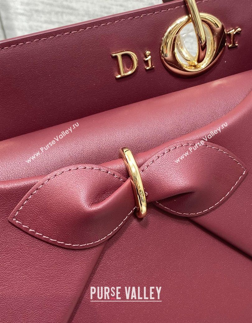 Dior Bow Top Handle Bag in Calfskin Leather Burgundy 2025 DR112201 (XXG-251122032)