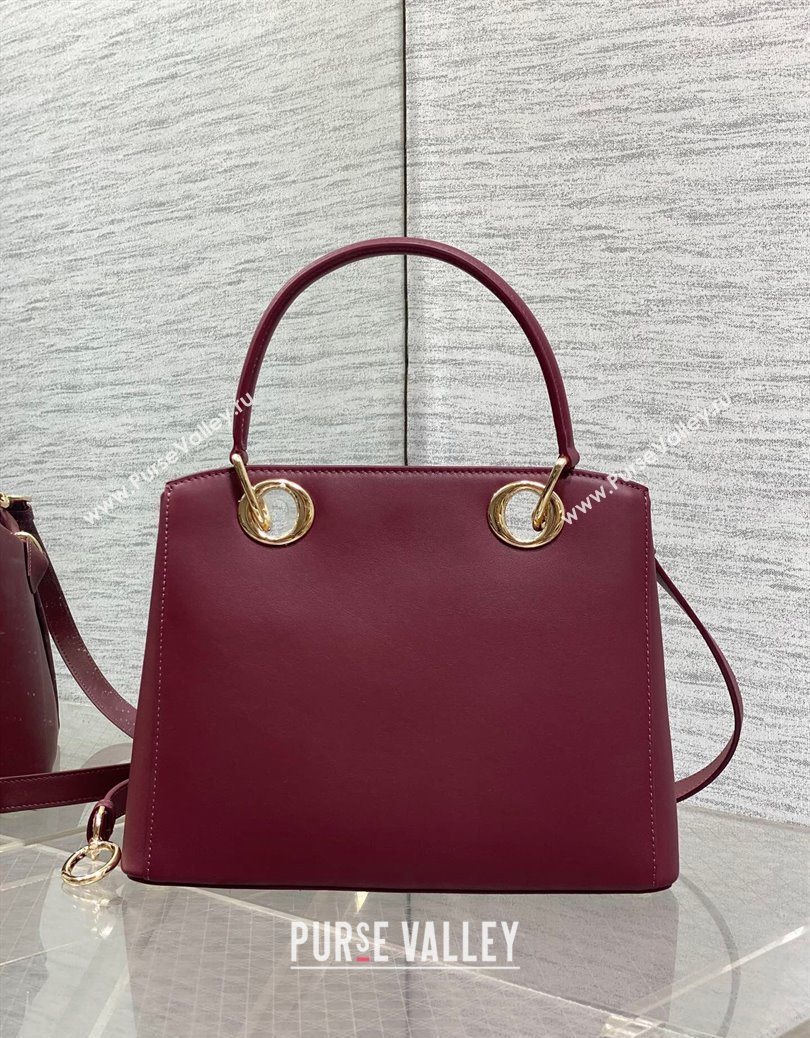 Dior Bow Top Handle Bag in Calfskin Leather Burgundy 2025 DR112201 (XXG-251122032)
