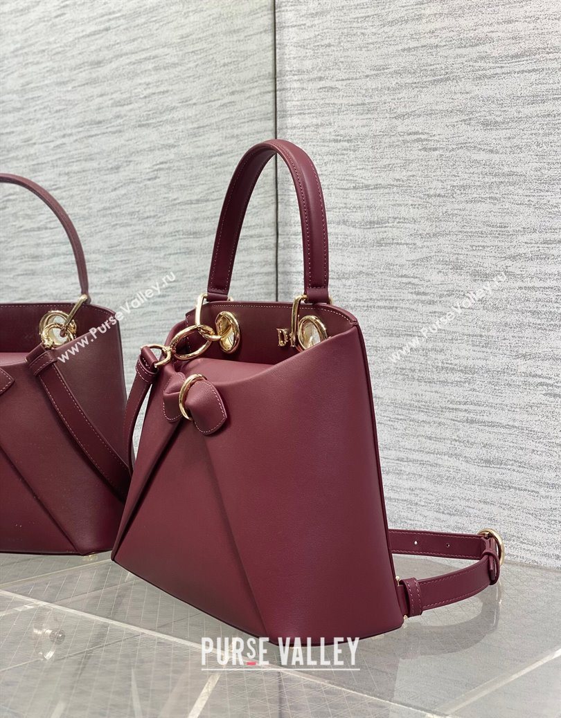 Dior Bow Top Handle Bag in Calfskin Leather Burgundy 2025 DR112201 (XXG-251122032)