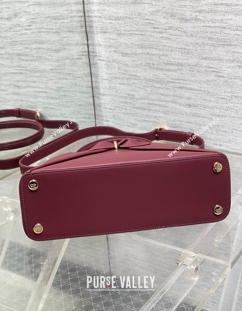Dior Bow Top Handle Bag in Calfskin Leather Burgundy 2025 DR112201 (XXG-251122032)