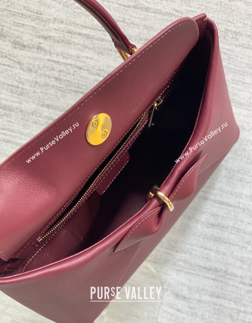 Dior Bow Top Handle Bag in Calfskin Leather Burgundy 2025 DR112201 (XXG-251122032)