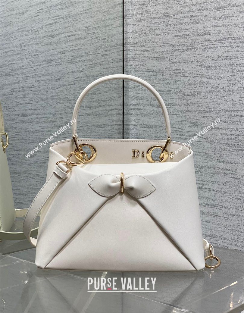 Dior Bow Top Handle Bag in Calfskin Leather White 2025 DR112201 (XXG-251122033)