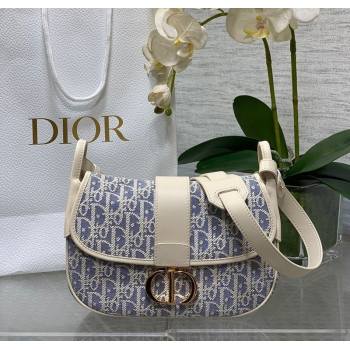 Dior Medium 30 Montaigne Satchel Bag in Blue Oblique Chambray Embroidery and Latte Calfskin 2025 (XXG-251122044)