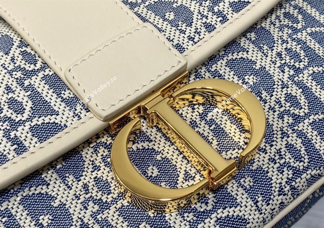 Dior Medium 30 Montaigne Satchel Bag in Blue Oblique Chambray Embroidery and Latte Calfskin 2025 (XXG-251122044)