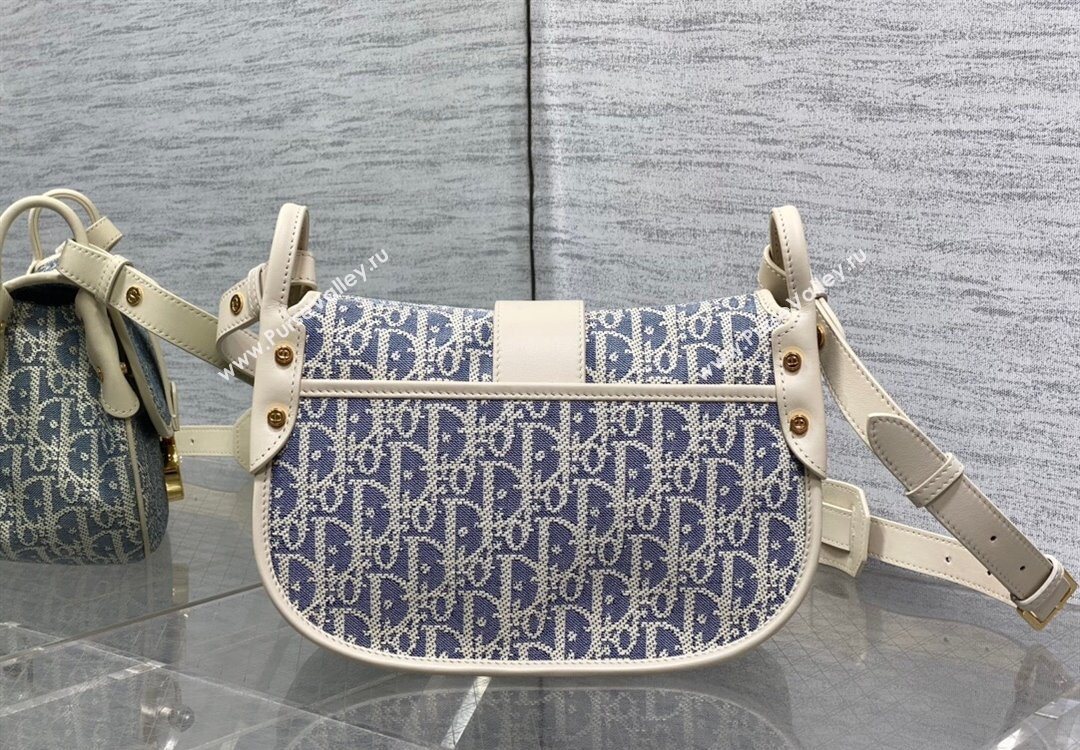 Dior Medium 30 Montaigne Satchel Bag in Blue Oblique Chambray Embroidery and Latte Calfskin 2025 (XXG-251122044)