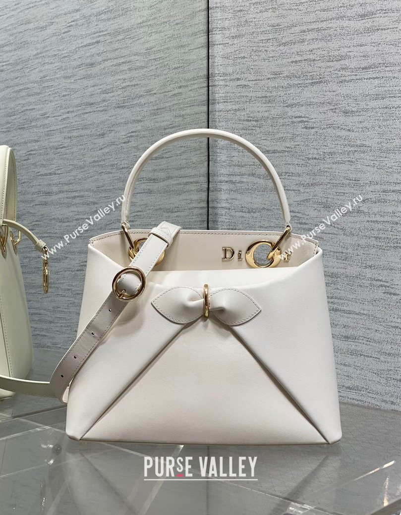 Dior Bow Top Handle Bag in Calfskin Leather White 2025 DR112201 (XXG-251122033)