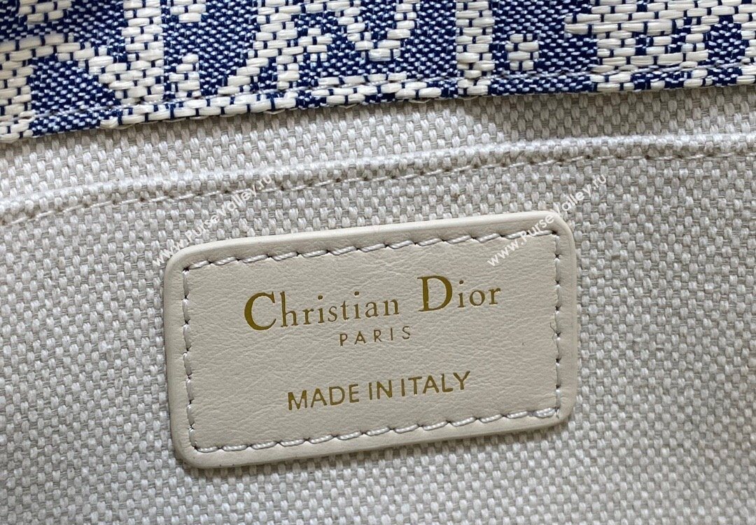 Dior Medium 30 Montaigne Satchel Bag in Blue Oblique Chambray Embroidery and Latte Calfskin 2025 (XXG-251122044)