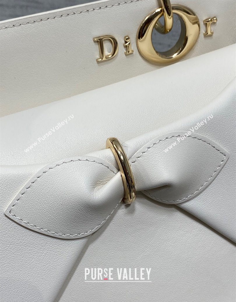 Dior Bow Top Handle Bag in Calfskin Leather White 2025 DR112201 (XXG-251122033)