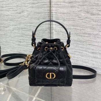 Dior Caro Nano Bucket Bag in Macrocannage Lambskin Black 2025 S5250 (XXG-251122046)
