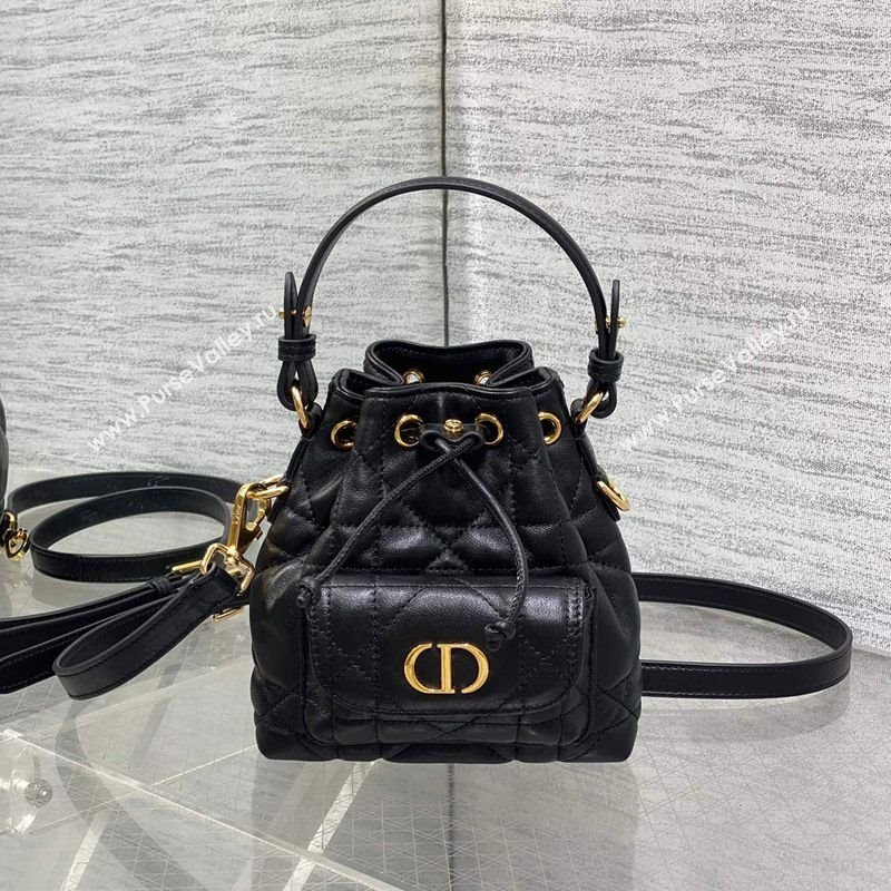 Dior Caro Nano Bucket Bag in Macrocannage Lambskin Black 2025 S5250 (XXG-251122046)