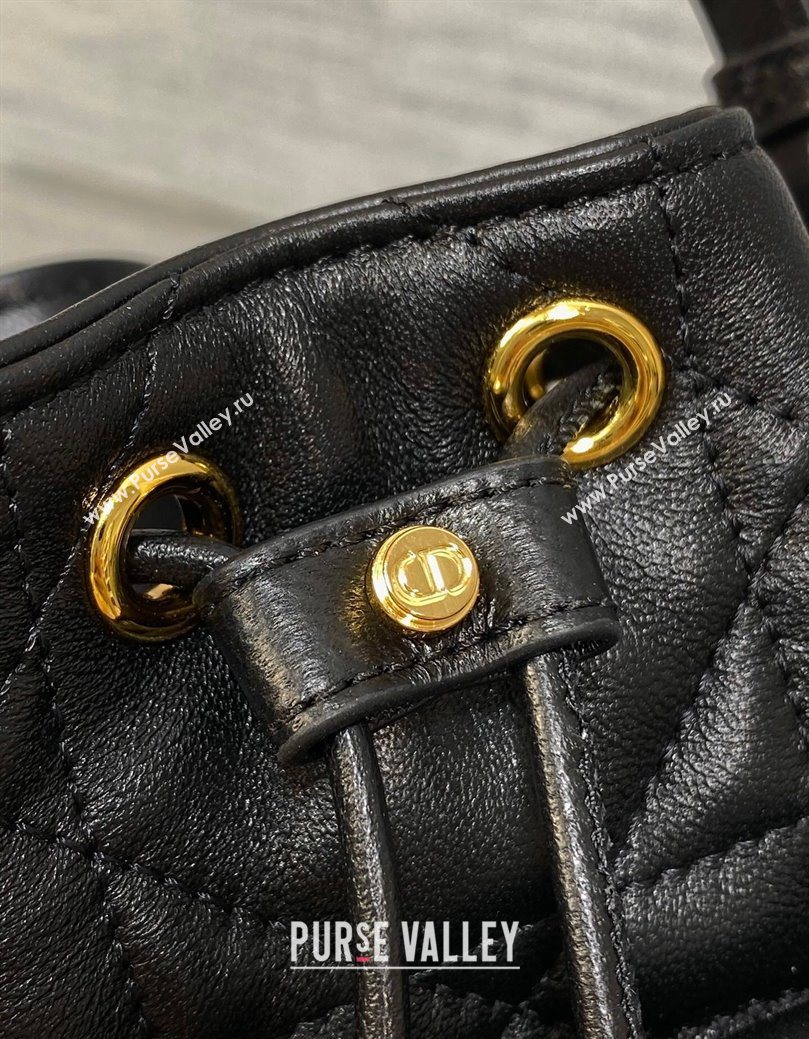 Dior Caro Nano Bucket Bag in Macrocannage Lambskin Black 2025 S5250 (XXG-251122046)