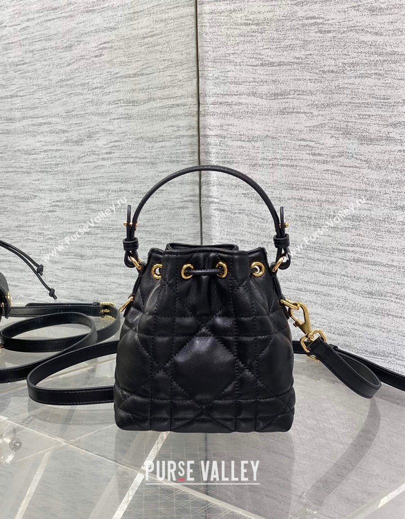 Dior Caro Nano Bucket Bag in Macrocannage Lambskin Black 2025 S5250 (XXG-251122046)
