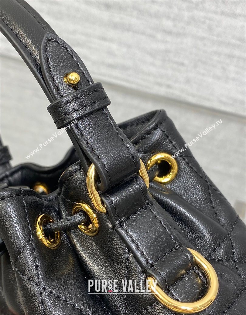 Dior Caro Nano Bucket Bag in Macrocannage Lambskin Black 2025 S5250 (XXG-251122046)