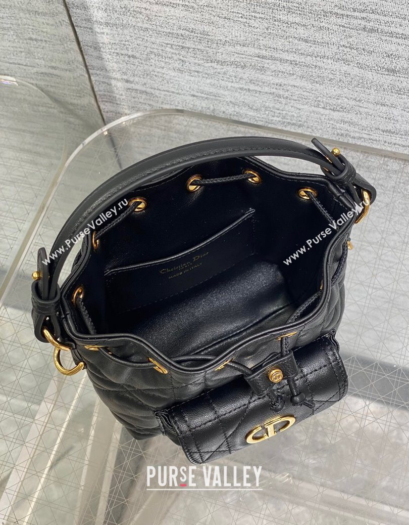 Dior Caro Nano Bucket Bag in Macrocannage Lambskin Black 2025 S5250 (XXG-251122046)