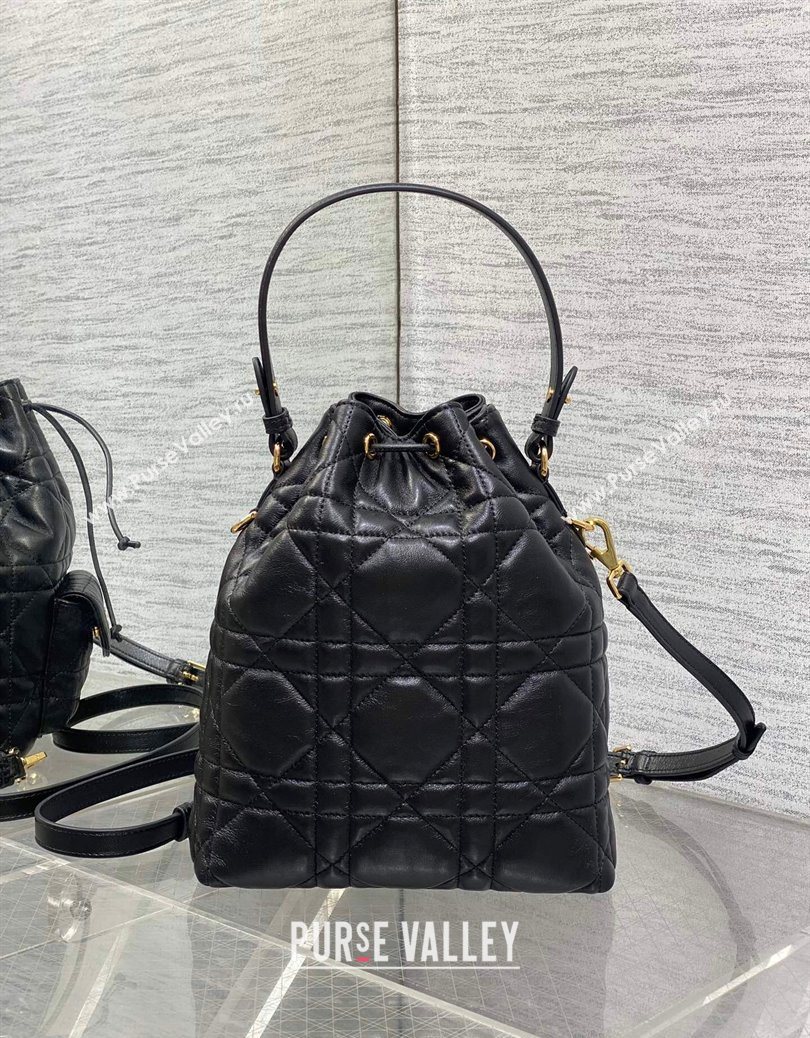 Dior Small Dior Caro Bucket Bag in Macrocannage Lambskin Black 2025 S5250 (XXG-251122047)