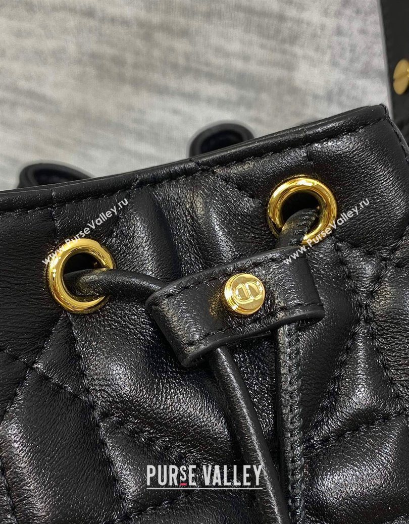 Dior Small Dior Caro Bucket Bag in Macrocannage Lambskin Black 2025 S5250 (XXG-251122047)