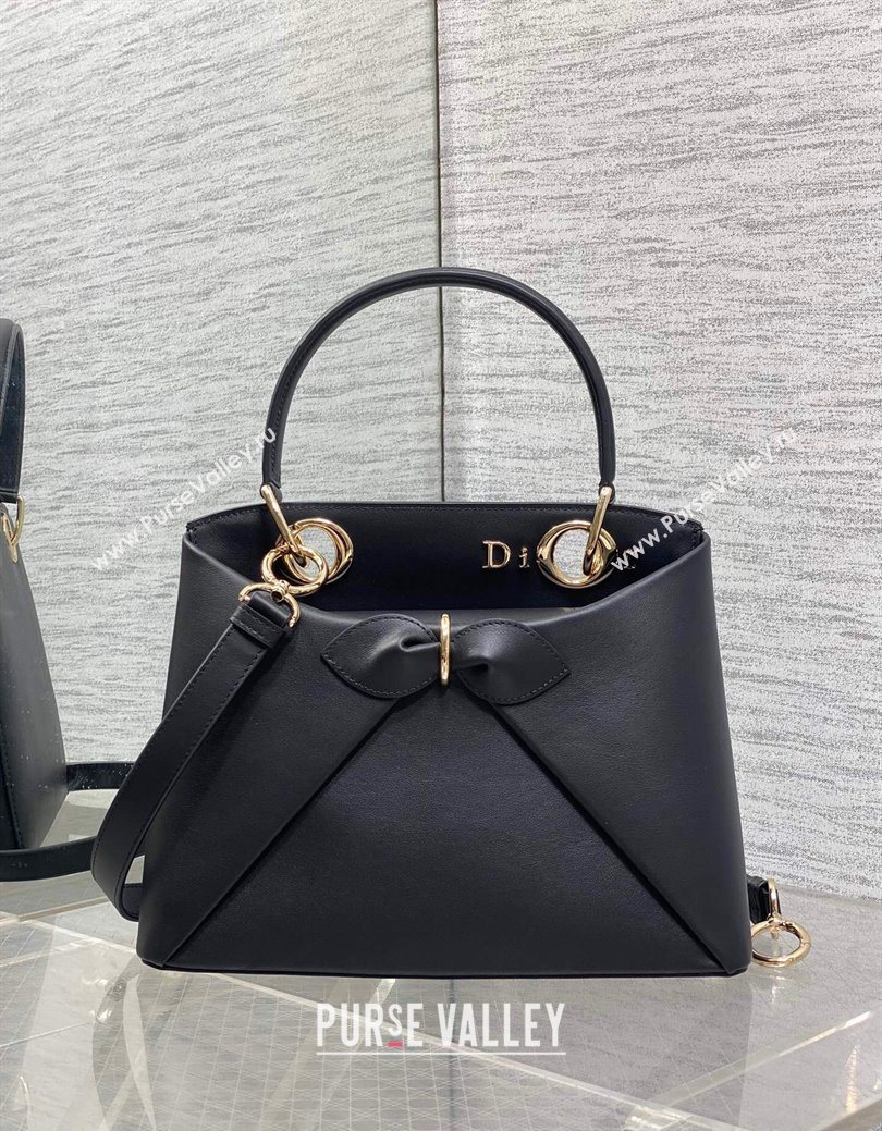 Dior Bow Top Handle Bag in Calfskin Leather Black 2025 DR112201 (XXG-251122031)